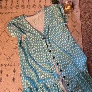 Polka Dot Ruffle Button Dress